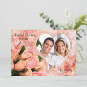 Roos Petal Heart - Uitnodiging voor bruidsdouche (Staand voorkant)