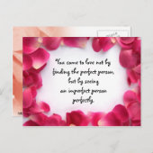 Roos Petal Lijst Briefkaart met Love Quote (Voorkant / Achterkant)