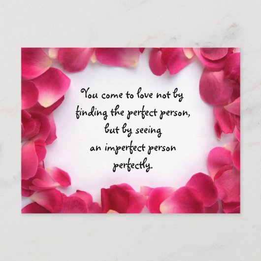 Roos Petal Lijst Briefkaart met Love Quote (Voorkant)