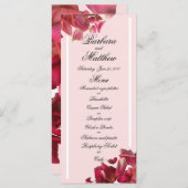 Roos Petal Pink Romantic Weddenschappen Reception  Menu (Voorkant / Achterkant)