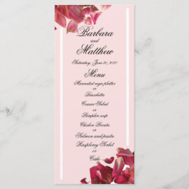 Roos Petal Pink Romantic Weddenschappen Reception  Menu