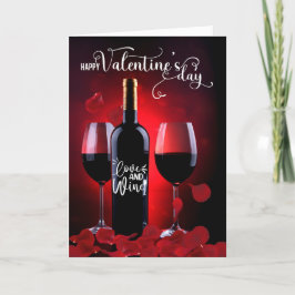 Roos Petals en Valentijnsdag van wijn Feestdagen Kaart