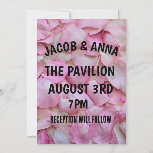 ROOS PETALS PINK WEDDING INVITATIONS KAART (Voorkant)