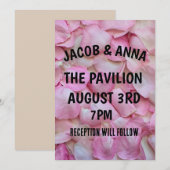 ROOS PETALS PINK WEDDING INVITATIONS KAART (Voorkant / Achterkant)