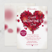 Roos Petals Valentijn Invitation Kaart (Voorkant / Achterkant)