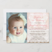  Roos Pink Angel Wings Baptism 2e verjaardag Kaart (Voorkant)