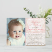  Roos Pink Angel Wings Baptism 2e verjaardag Kaart (Staand voorkant)