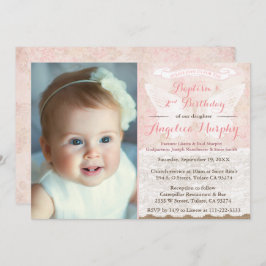 Roos Pink Angel Wings Baptism 2e verjaardag Kaart