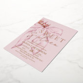 Roos Pink Bow Sweet 16 Folie Uitnodiging (Gedraaid)