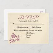 Roos! Pink Burgundy RSVP Response Briefkaart (Voorkant / Achterkant)