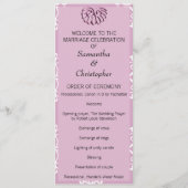 Roos Pink Damask Wedding Program Programmakaart (Voorkant)