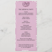 Roos Pink Damask Wedding Program Programmakaart (Achterkant)