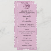 Roos Pink Damask Wedding Program Programmakaart (Voorkant / Achterkant)