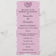 Roos Pink Damask Wedding Program