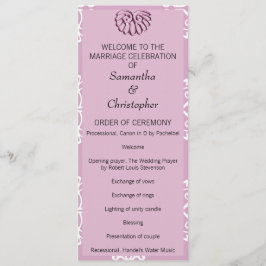 Roos Pink Damask Wedding Program Programmakaart
