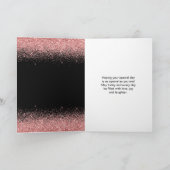 Roos Pink Dress Faux Glitter Quinceanera Kaart (Binnen)