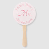 Roos Pink Elegant Bride en bruidegom Mr. Mrs. Wedd Handwaaier (Achterkant)
