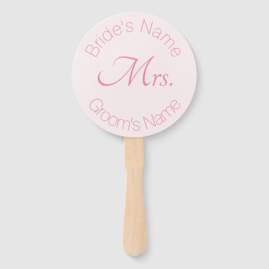 Roos Pink Elegant Bride en bruidegom Mr. Mrs. Wedd Handwaaier (Achterkant)