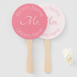 Roos Pink Elegant Bride en bruidegom Mr. Mrs. Wedd Handwaaier