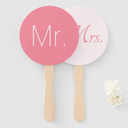 Roos Pink Elegant Mr en Mrs Modern Wedding Handwaaier (Voorkant en achterkant)