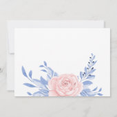 Roos - Pink Floral Gold Minimal Dusty Blue Wedding Save The Date (Achterkant)