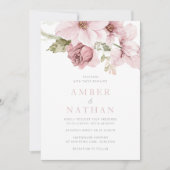 Roos Pink Floral Waterverf bruiloft Kaart (Voorkant)