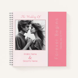 Roos Pink Forever Begins Foto Bruiloft Gastenboek Notitieboek