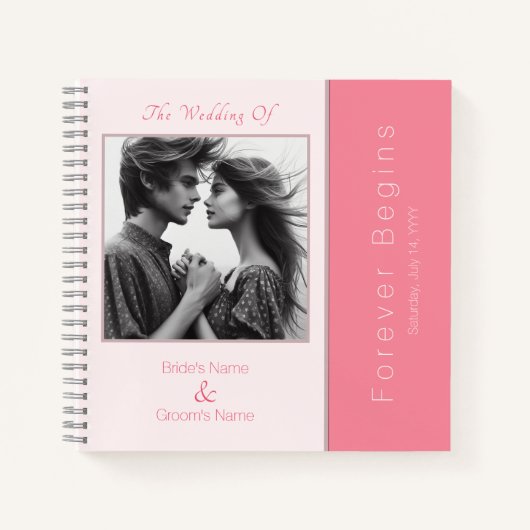Roos Pink Forever Begins Foto Modern Gastenboek Notitieboek (Voorkant)