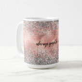 Roos Pink Glam Glitz Silver Glitter Koffiemok (Voorkant links)