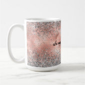 Roos Pink Glam Glitz Silver Glitter Koffiemok (Links)