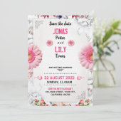 Roos Pink Gold Greenery Floral Wedding Invitation Kaart (Staand voorkant)