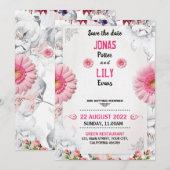 Roos Pink Gold Greenery Floral Wedding Invitation Kaart (Voorkant / Achterkant)