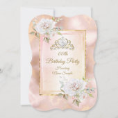 Roos Pink Gold Princess Birthday Party Invite 2 Kaart (Voorkant)