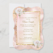 Roos Pink Gold Princess Birthday Party Invite 2 Kaart (Achterkant)