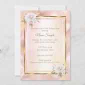 Roos Pink Gold Princess Birthday Party Invite Kaart (Achterkant)