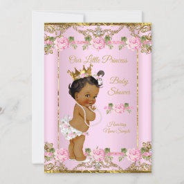 Roos Pink Gold White Princess Baby shower Etnische Kaart