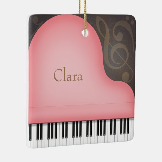 Roos Pink Grand Piano Charming Musical Keepomwille Keramisch Ornament (Rechts)
