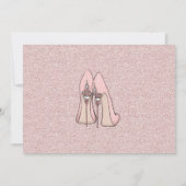 Roos Pink Heels en Gown Quinceañera Kaart (Achterkant)