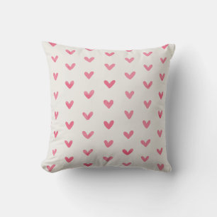 Roos Pink Love Hearts OffWhite Kussen