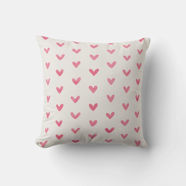 Roos Pink Love Hearts OffWhite Kussen (Voorkant)