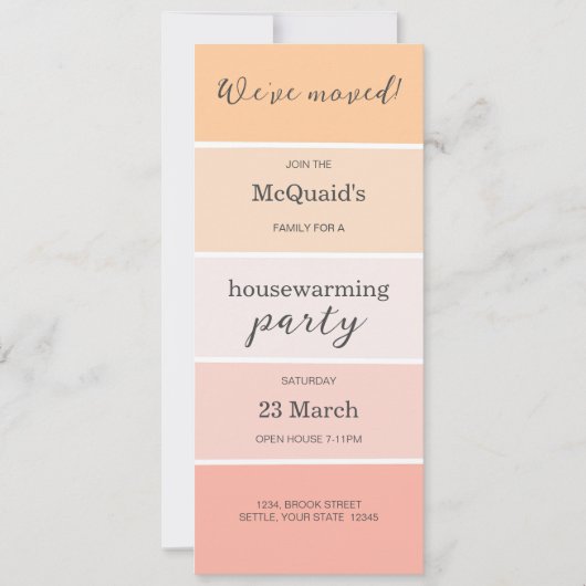 Roos Pink Peach House Warming Party Kaart (Voorkant)