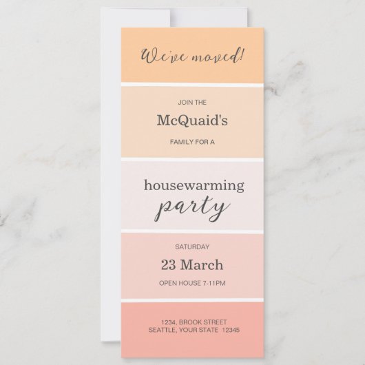 Roos Pink Peach House Warming Party Uitnodiging (Voorkant)