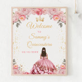 Roos Pink Princess Quinceañera Welkom Poster