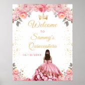 Roos Pink Princess Quinceañera Welkom Poster (Voorkant)