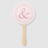 Roos Pink Simply Elegant bruid en bruidegom bruilo Handwaaier (Achterkant)