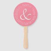 Roos Pink Simply Elegant bruid en bruidegom bruilo Handwaaier (Voorkant)