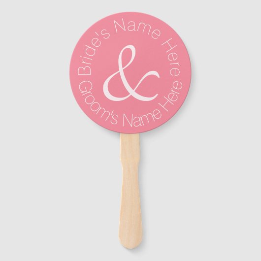 Roos Pink Simply Elegant bruid en bruidegom bruilo Handwaaier (Voorkant)