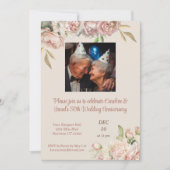 Roos Pioen 50e Bruiloft Jubileum Party Kaart (Voorkant)