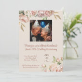 Roos Pioen 50e Bruiloft Jubileum Party Kaart (Staand voorkant)