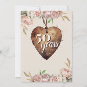 Roos Pioen 50e Bruiloft Jubileum Party Kaart (Achterkant)